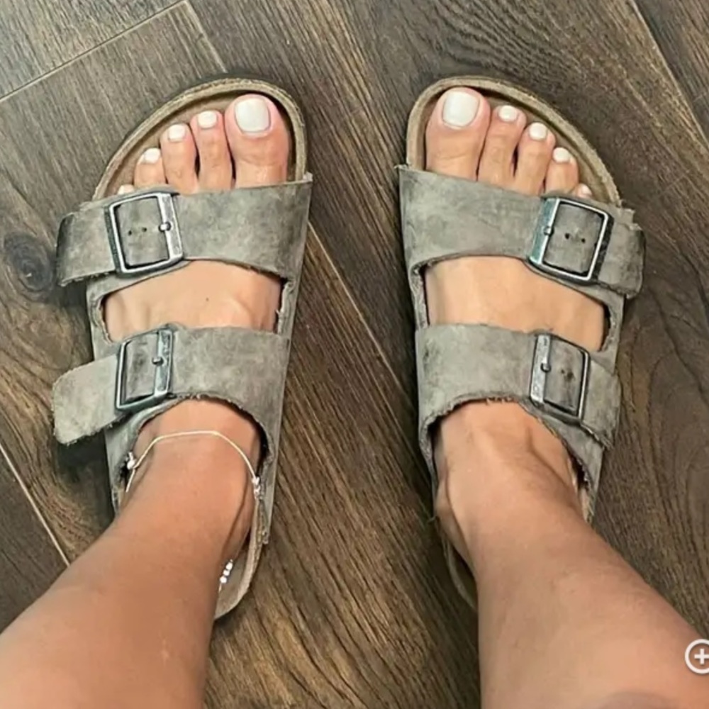Birkenstock Arizona Suede soft footbed 38 7 - 7.5 faded khaki green